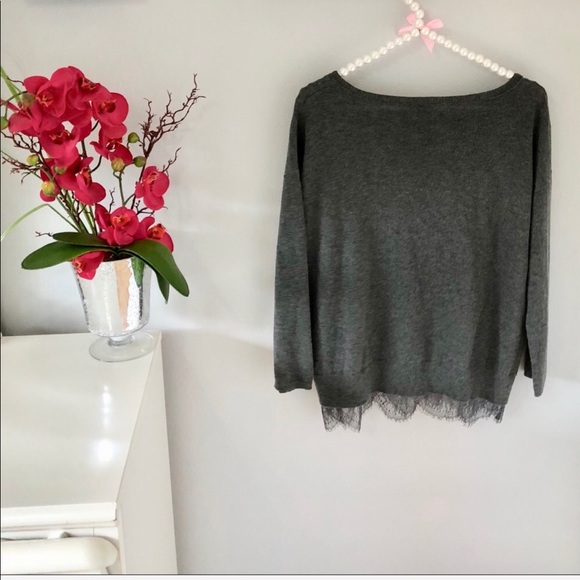 Joie Hilano Grey Lace Sweater Size Small - Picture 3 of 4